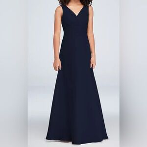 David’s Bridal Chiffon Surplice Tank Junior Bridesmaid Dress Prom Dress Small